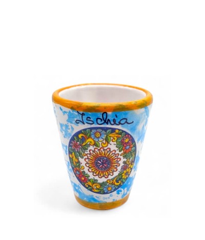 naturischia-souvenir-bicchierino-ceramica-variegato-celeste-bordo-arancione