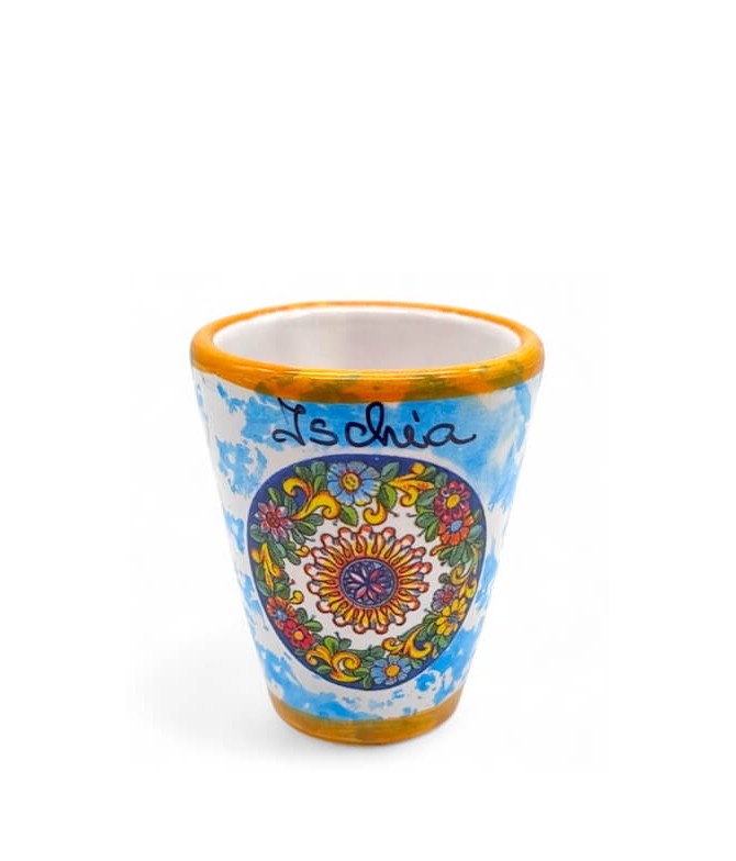 naturischia-souvenir-bicchierino-ceramica-variegato-celeste-bordo-arancione