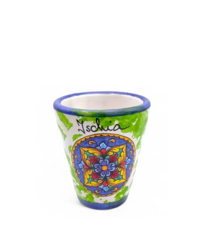 naturischia-souvenir-bicchierino-ceramica-variegato-verde-bordo-blu
