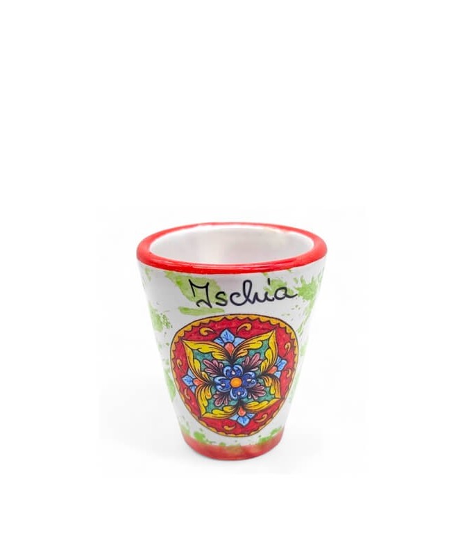 naturischia-souvenir-bicchierino-ceramica-variegato-verde-bordo-rosso
